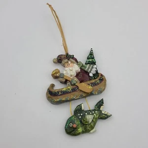 Kurt Adler Weihnachtsschmuck Fischerboot Weihnachtsmann Kanu Fischer Baumschmuck - Bild 1 von 6