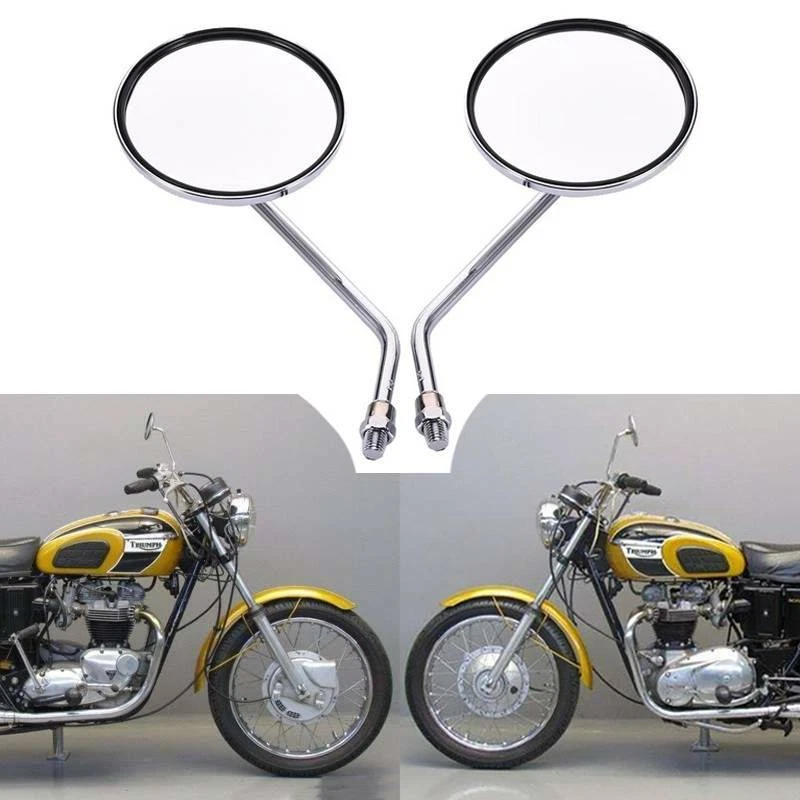 Espejo retrovisor redondo cromado 10mm/M10 para moto Triumph Bonneville 650 T120 Foto 1 de 4