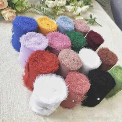 Cinta deshilachada regalo vendaje gasa embalaje pastel boda manual triturado Foto 1 de 4