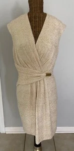 ELLEN TRACY - GOLD CREAM SPARKLE SLEEVELESS DRESS - 6 - Picture 1 of 4