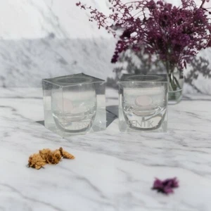 PENTIK Teelicht Kerzenständer Vintage Finnland Kunstglas NOS 2er Set - Bild 1 von 11