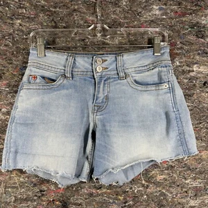 Hudson Ruby Mid Thigh Shorts Womens 25 Light Wash Denim Cut Off Raw Hem - Picture 1 of 11