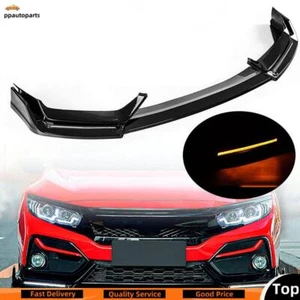 Plastic Gloss Black Front Bumper Lip For Honda Civic SI 2/4 Door Models 2017-21 - Bild 1 von 8