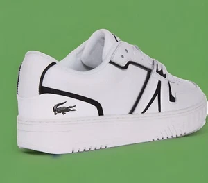Lacoste L001 123 7 Mens Leather Low Top Sneaker In White Black Size US 11 - Foto 1 di 9