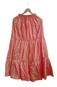 Indian Plain Peach Solid Long Frill Skirt Cotton skirt Women's Clothing skirt US - Picture 1 of 3