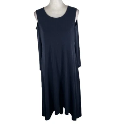 Alfani Sheath Dress Women's 6 Navy Blue Stretch Cold Shoulder Sleeve Round Neck - Image 1 of 4