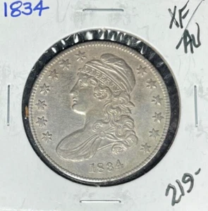 1834 BUSTO CHIUSO ARGENTO MEZZO DOLLARO~ XF/AU ~BELLA MONETA~ - Foto 1 di 2