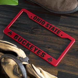 Ohio State Buckeyes Red & Black License Plate Frame Cover - EliteAuto3K - Picture 1 of 9