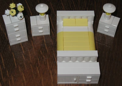 LEGO White Yellow Queen Bedroom Suite Furniture Flowers Dresser Minifigure - Image 1 of 4