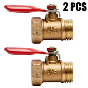 2 Pack 3/8" Male Female NPT Brass Ball Valve Water Air Tank Drain Shut Off USA - Picture 1 of 4