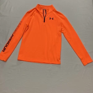 Under Armour Youth ColdGear Fitted Pullover Long Sleeve Top Orange YLG - Picture 1 of 10