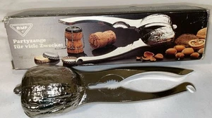 Vintage Nut Shaped Walnut Hinged Silver Tone Metal Wst Germany Nut Cracker w Box - Picture 1 of 15