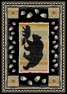 Rug Empire Take the Lead Black Bear Rustic Lodge Area Rug - 26" W X 39" L - Image 1 of 4
