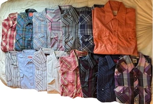 Vintage Pearl Snap Western Shirt Lot 15 Multicolor Cowboy Size Large-xl - Picture 1 of 23