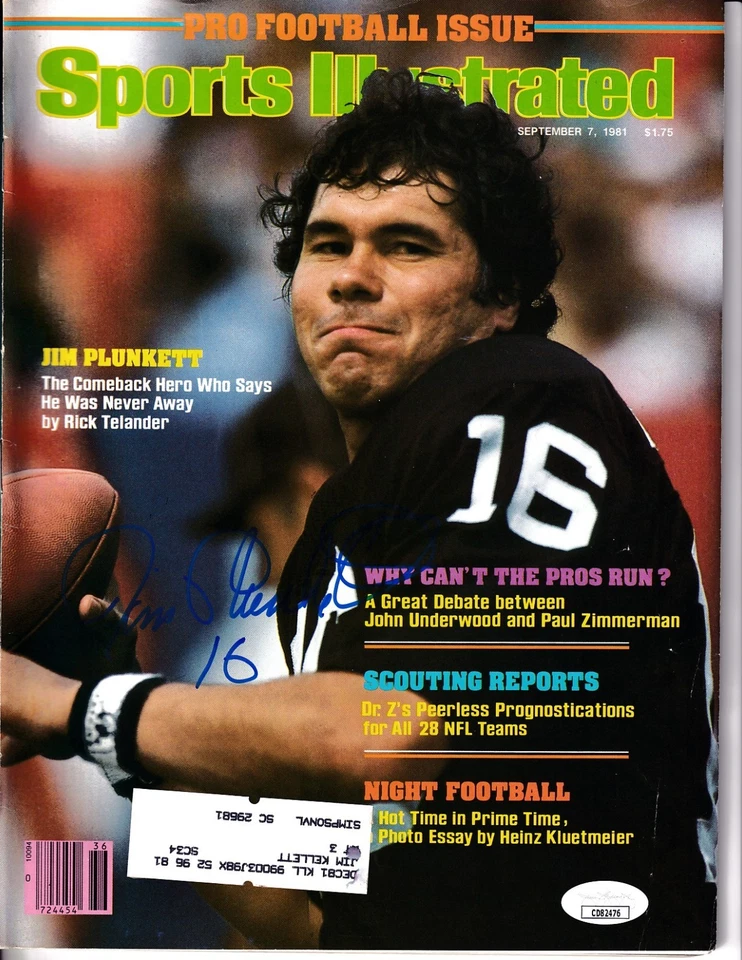 Jim Plunkett autographed signed Raiders 1981 Sports Illustrated magazine JSA COA - Image 1 of 1