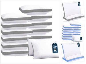 Gusseted Bed Pillow 2/12-Pack King & Queen Hypoallergenic Breathable Polycotton - Picture 1 of 21