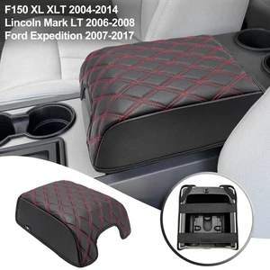 Center Console Cover Pad Red Stitch fit Ford F150 XL XLT 2004-2014 Bucket Seat - Foto 1 di 7
