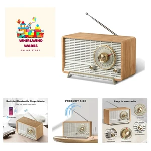 YOWGUIF AM FM Radio Classic Retro Wood Table Radio Bluetooth Speakers Radios ... - Picture 1 of 8