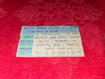 VINTAGE CONCERT TICKET STUB FOR THE GRATEFUL DEAD JUL 29 1994 BUCKEYE LAKE MUSIC - Image 1 of 2
