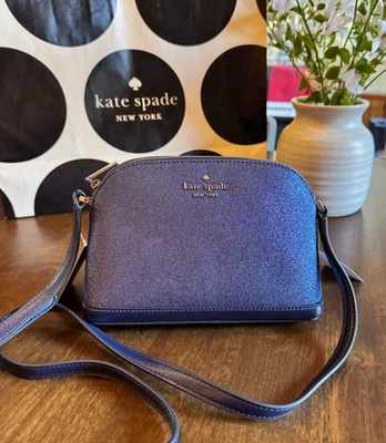 Kate Spade Tinsel Glitter Fabric Small Dome Crossbody - Parisian Navy K8713 $249 - Image 1 of 4