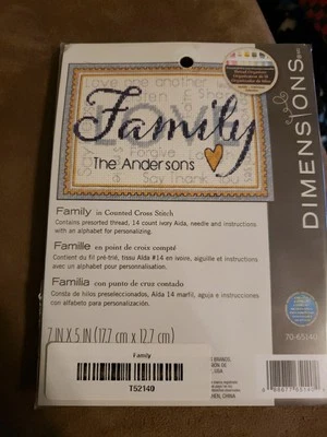 Dimensions Family Cross Stitch Kit NIP Personalize 7" X 5" - Image 1 of 2