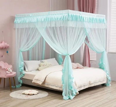 Cortinas de cama con dosel arco iris con luces red princesa para niñas tamaño doble Foto 1 de 4