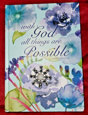 Pooch & Sweetheart Brooch Writing Journal "With God All Possible"~Matt 19:26~NEW - Image 1 of 4