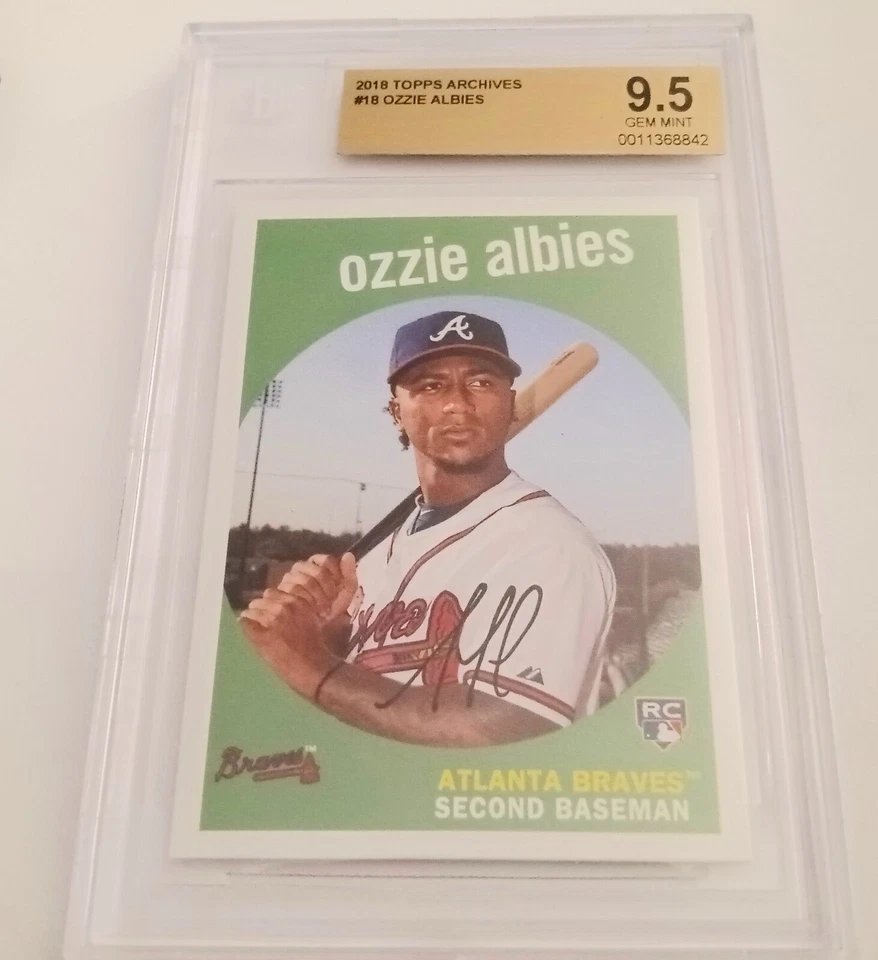 2018 OZZIE ALBIES Topps Archives ROOKIE Card #18 BGS 9.5 GEM MINT Atlanta Braves - Image 1 of 1