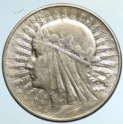 Moneda de 10 zlotych de plata antigua polaca 1932 POLONIA reina Jadwiga y águila i101545 Foto 1 de 3