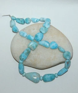 LARIMAR (PECTOLITE) 7-16 x 9-26MM NUGGET BEADS - 16" Strand - 2061E - Picture 1 of 6