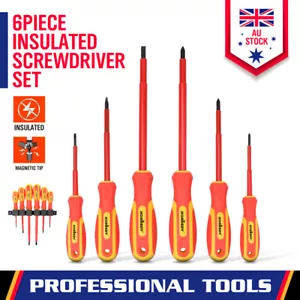 6-Piece Insulated Magnetic Screwdriver Slotted & Phillips Electricians Tool Set - Picture 1 of 10