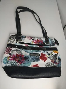Stone Mountain USA Tote/ purse Talia bonded leather Floral Multi Pocket Lined - Picture 1 of 14