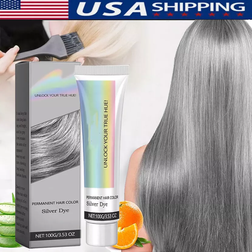 100g Light Grey Silver Permanent Hair Dye Color Cream Unisex DIY Hair Dye Cream - Image 1 of 4