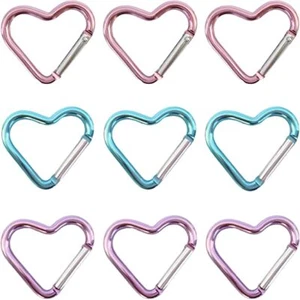 9× Herzförmiges Geschenk Aluminiumlegierung Karabiner Haken Karabiner Clip Schlüsselhalter Schlüsselanhänger - Bild 1 von 8
