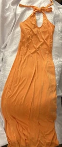 Charlie Holiday Damen Celia Neckholder Top Midi Kleid Größe Large Tangerine Neu - Bild 1 von 10
