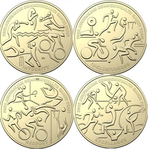 Australian Commonwealth Games - 4 Coin Set $1 2022 ONE DOLLAR UNC - Picture 1 of 5