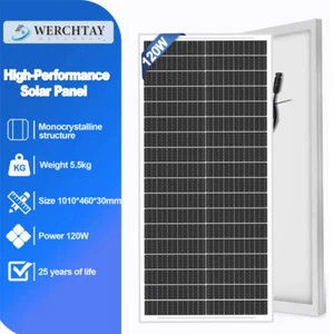 12V 120W Watt Monocrystalline Solar Panel RV Off Grid Caravan Boat PV Power - Picture 1 of 7