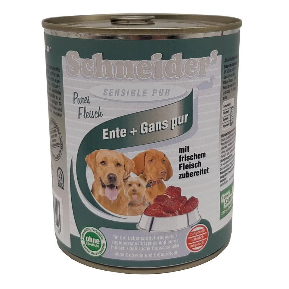 Schneiders Sensible Ente & Gans pur 6x800g (4,8kg) Nassfutter für Hunde - Bild 1 von 1