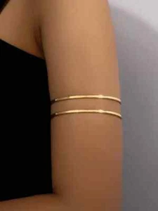 Minimalistisches Armreif Armband vergoldet Oberarmband Silber Arm Bracelet Boho - Bild 1 von 4