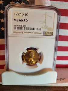 1957-D Lincoln Wheat Cent *NGC MS 66 RD* *Deep Red, Gorgeous Coin* 'WOW COIN' - Bild 1 von 4