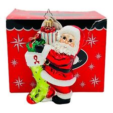 Christopher Radko High Hopes Santa Claus Glass Christmas Ornament 6” NEW