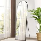 64"x21" Black Arched Full Length Mirror, Standing Leaning Mounted Hanging Wall
