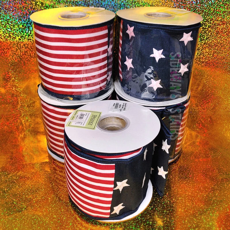 CINTA CON CABLE AMERICANA REGENCIA 5 ROLLOS 4" Ancho 25 Yardas Dupion Silk Stars Rayas Foto 1 de 4