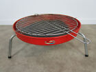 Vintage Red Metal Barbecue Grill Camping Picnic Round Orange