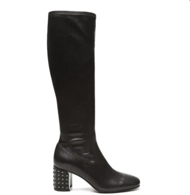 Donald Pliner Cassidy Bota Negra Talla 10 Tachuelas Altas Botas Cuero NUEVO Foto 1 de 4