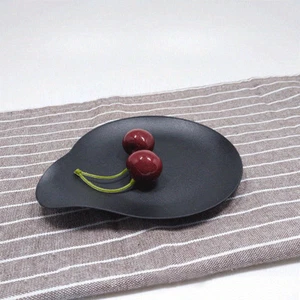 4" Black Tear Drop Plastic Small Dessert Serving Party Plates for Wedding Party - Picture 1 of 4