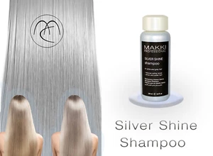 MAKKI SILBER GLÄNZENDES FEUCHTIGKEITSSPENDENDES SHAMPOO: WEISS, GRAU & GEBLEICHTES HAAR ANTIGELB - Bild 1 von 3