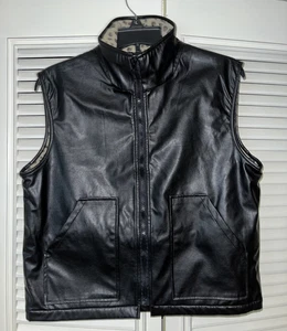 Code 911 Women’s Mock Leather Vest With Leopard Pattern Lining Medium - Picture 1 of 7