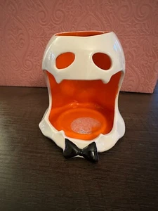 Bath and Body Works Halloween Ghost White and Orange Mini Candle Holder - Picture 1 of 3