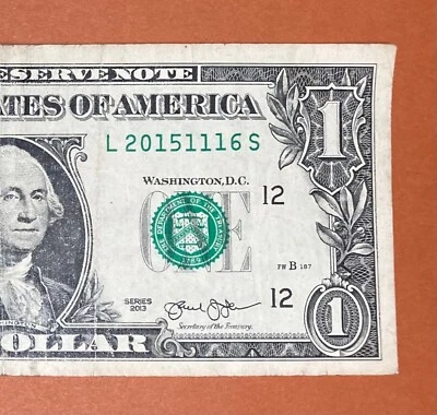 2015 November 16 (L 20151116 S) Birthday Note $1 One Dollar Bill - Image 1 of 3